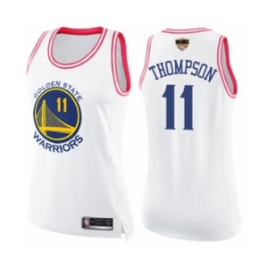 Women Golden State Warriors #11 Klay Thompson Swingman White Pink Fashion 2019 Basketball Finals Bound Basketball Jersey