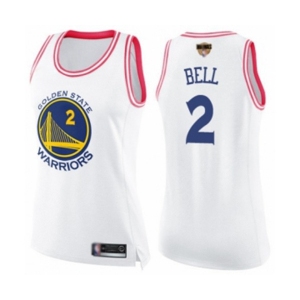 Women Golden State Warriors #2 Jordan Bell Swingman White Pink Fashion 2019 Basketball Finals Bound Basketball Jersey
