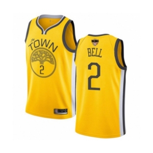 Women Golden State Warriors #2 Jordan Bell Yellow Swingman 2019 Basketball Finals Bound Jersey - Earned Edition