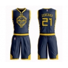 Women Golden State Warriors #21 Jonas Jerebko Swingman Navy Blue Basketball Suit Jersey - City Edition