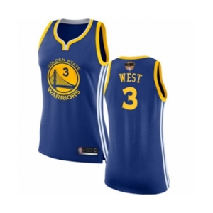 Women Golden State Warriors #3 David West Authentic Royal Blue 2019 Basketball Finals Bound Basketball Jersey - Icon Edition