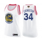 Women Golden State Warriors #34 Shaun Livingston Swingman White Pink Fashion 2019 Basketball Finals Bound Basketball Jersey