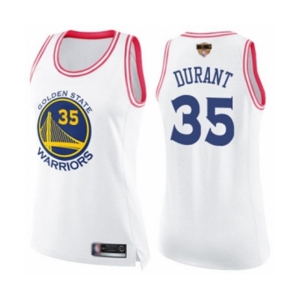 Women Golden State Warriors #35 Kevin Durant Swingman White Pink Fashion 2019 Basketball Finals Bound Basketball Jersey