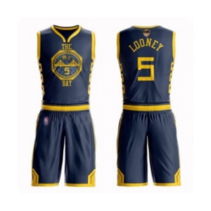 Women Golden State Warriors #5 Kevon Looney Swingman Navy Blue Basketball Suit 2019 Basketball Finals Bound Jersey - City Edition