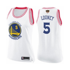 Women Golden State Warriors #5 Kevon Looney Swingman White Pink Fashion 2019 Basketball Finals Bound Basketball Jersey