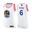 Women Golden State Warriors #6 Nick Young Swingman White Pink Fashion 2019 Basketball Finals Bound Basketball Jersey