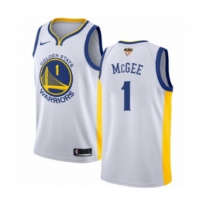 Women's Nike Golden State Warriors #1 JaVale McGee Authentic White Home 2018 NBA Finals Bound NBA Jersey - Association Edition