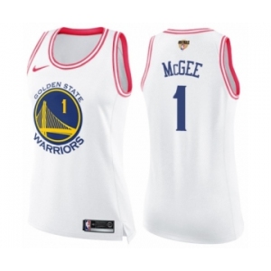 Women's Nike Golden State Warriors #1 JaVale McGee Swingman WhitePink Fashion 2018 NBA Finals Bound NBA Jersey