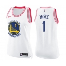 Women's Nike Golden State Warriors #1 JaVale McGee Swingman WhitePink Fashion NBA Jersey