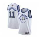 Women's Nike Golden State Warriors #11 Klay Thompson Authentic White Hardwood Classics 2018 NBA Finals Bound NBA Jersey