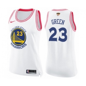 Women's Nike Golden State Warriors #23 Draymond Green Swingman WhitePink Fashion 2018 NBA Finals Bound NBA Jersey