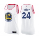 Women's Nike Golden State Warriors #24 Rick Barry Swingman WhitePink Fashion NBA Jersey