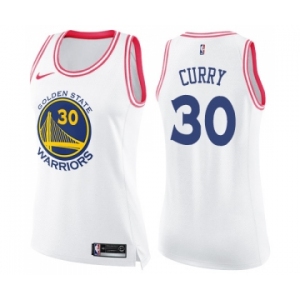 Women's Nike Golden State Warriors #30 Stephen Curry Swingman WhitePink Fashion NBA Jersey