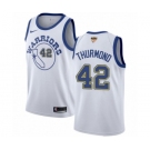 Women's Nike Golden State Warriors #42 Nate Thurmond Authentic White Hardwood Classics 2018 NBA Finals Bound NBA Jersey