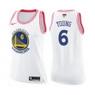 Women's Nike Golden State Warriors #6 Nick Young Swingman WhitePink Fashion 2018 NBA Finals Bound NBA Jersey