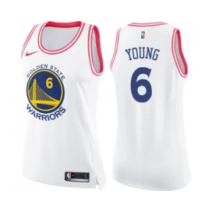 Women's Nike Golden State Warriors #6 Nick Young Swingman WhitePink Fashion NBA Jersey