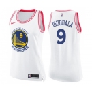 Women's Nike Golden State Warriors #9 Andre Iguodala Swingman WhitePink Fashion NBA Jersey