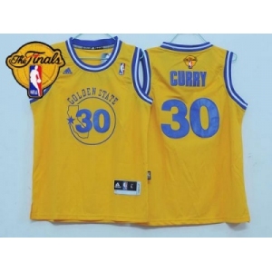 NBA Youth NBA Warriors #30 Stephen Curry Gold Throwback The Finals Patch Stitched Jerseys