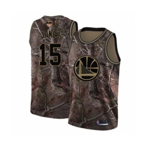 Youth Golden State Warriors #15 Damian Jones Swingman Camo Realtree Collection Basketball 2019 Basketball Finals Bound Jersey