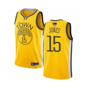 Youth Golden State Warriors #15 Damian Jones Yellow Swingman 2019 Basketball Finals Bound Jersey - Earned Edition