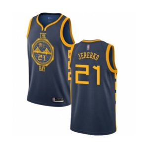 Youth Golden State Warriors #21 Jonas Jerebko Swingman Navy Blue Basketball Jersey - City Edition