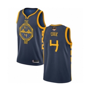 Youth Golden State Warriors #4 Quinn Cook Swingman Navy Blue Basketball 2019 Basketball Finals Bound Jersey - City Edition