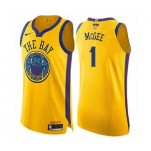 Youth Nike Golden State Warriors #1 JaVale McGee Swingman Gold 2018 NBA Finals Bound NBA Jersey - City Edition