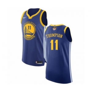 Youth Nike Golden State Warriors #11 Klay Thompson Authentic Royal Blue Road 2018 NBA Finals Bound NBA Jersey - Icon Edition