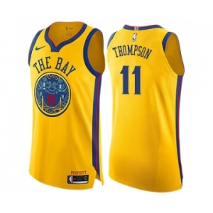 Youth Nike Golden State Warriors #11 Klay Thompson Swingman Gold NBA Jersey - City Edition