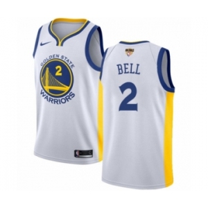 Youth Nike Golden State Warriors #2 Jordan Bell Authentic White Home 2018 NBA Finals Bound NBA Jersey - Association Edition