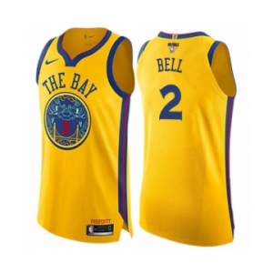 Youth Nike Golden State Warriors #2 Jordan Bell Swingman Gold 2018 NBA Finals Bound NBA Jersey - City Edition