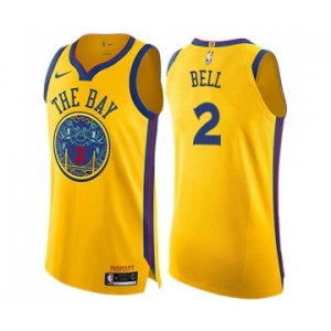 Youth Nike Golden State Warriors #2 Jordan Bell Swingman Gold NBA Jersey - City Edition