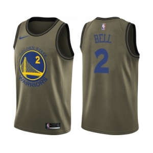 Youth Nike Golden State Warriors #2 Jordan Bell Swingman Green Salute to Service NBA Jersey