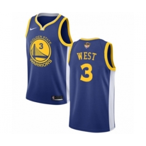 Youth Nike Golden State Warriors #3 David West Swingman Royal Blue Road 2018 NBA Finals Bound NBA Jersey - Icon Edition