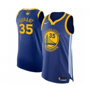 Youth Nike Golden State Warriors #35 Kevin Durant Authentic Royal Blue Road 2018 NBA Finals Bound NBA Jersey - Icon Edition