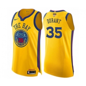 Youth Nike Golden State Warriors #35 Kevin Durant Swingman Gold 2018 NBA Finals Bound NBA Jersey - City Edition