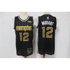 Men's Memphis Grizzlies #12 Ja Morant Authentic Black Finished Basketball Jersey 2020-2021 City Edition