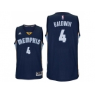 Men's Memphis Grizzlies #4 Wade Baldwin Road Navy Swingman Jersey