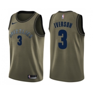 Men's Nike Memphis Grizzlies #3 Allen Iverson Swingman Green Salute to Service NBA Jersey