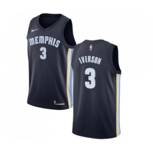 Men's Nike Memphis Grizzlies #3 Allen Iverson Swingman Navy Blue Road NBA Jersey - Icon Edition