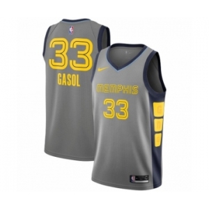 Men's Nike Memphis Grizzlies #33 Marc Gasol Authentic Gray NBA Jersey - City Edition
