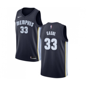 Men's Nike Memphis Grizzlies #33 Marc Gasol Swingman Navy Blue Road NBA Jersey - Icon Edition