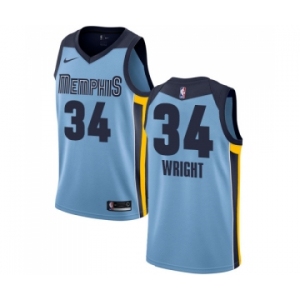 Men's Nike Memphis Grizzlies #34 Brandan Wright Swingman Light Blue NBA Jersey Statement Edition