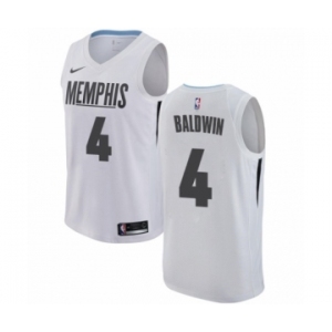Men's Nike Memphis Grizzlies #4 Wade Baldwin Authentic White NBA Jersey - City Edition