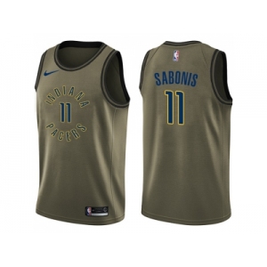 Men Nike Indiana Pacers #11 Domantas Sabonis Green Salute to Service NBA Swingman Jersey