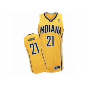 Men's Adidas Indiana Pacers #21 Thaddeus Young Authentic Gold Alternate NBA Jersey