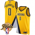 Men's Indiana Pacers #0 Tyrese Haliburton Yellow 2025 Finals Statement Edition Stitched Basketball Jersey