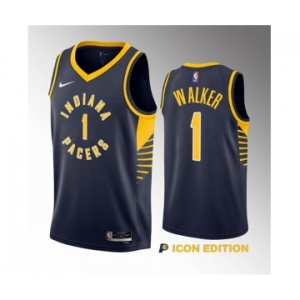 Men's Indiana Pacers #1 Jarace Walker Navy 2023 Draft Icon Edition Stitched Basketball Jersey