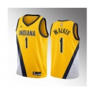 Men's Indiana Pacers #1 Jarace Walker Yellow 2023 Draft Statement Edition Stitched Basketball Jersey