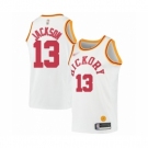 Men's Indiana Pacers #13 Mark Jackson Authentic White Hardwood Classics Basketball Jersey